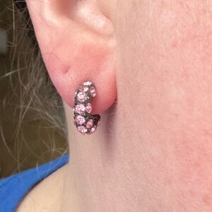 Pink Crystal Hoop Earrings